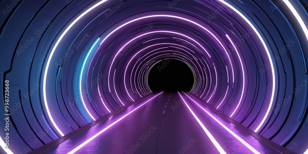 Aufkleber a futuristic tunnel with a curved ceiling and a single, glowing line running through the center, ill