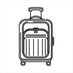 single one line trolley bag silhouette on white background
