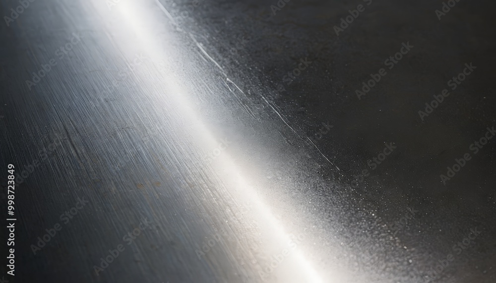 Poster a close-up view of a metal surface with a white streak running across it, creating a sense of movement and energy.