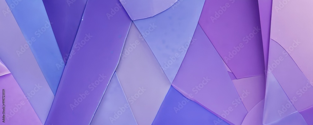 Poster a vibrant abstract composition of overlapping purple and blue shapes, creating a dynamic and visuall