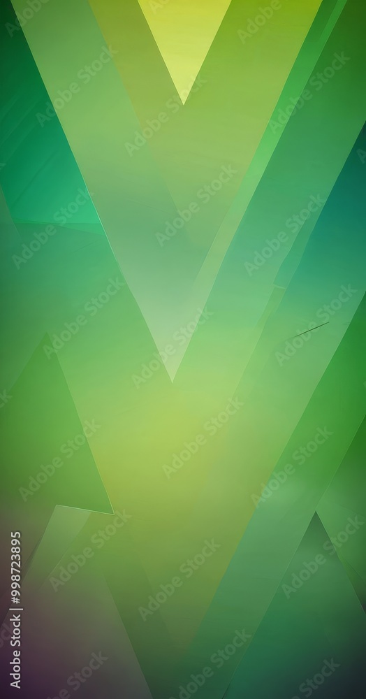 Poster a vibrant abstract composition of intersecting green and yellow triangles, creating a dynamic and visually striking pattern
