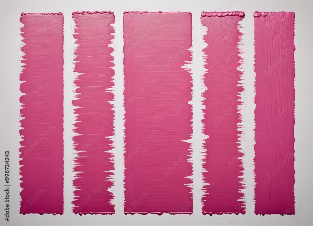Poster five vertical stripes of the same color, arranged in a horizontal row, with varying degrees of paint