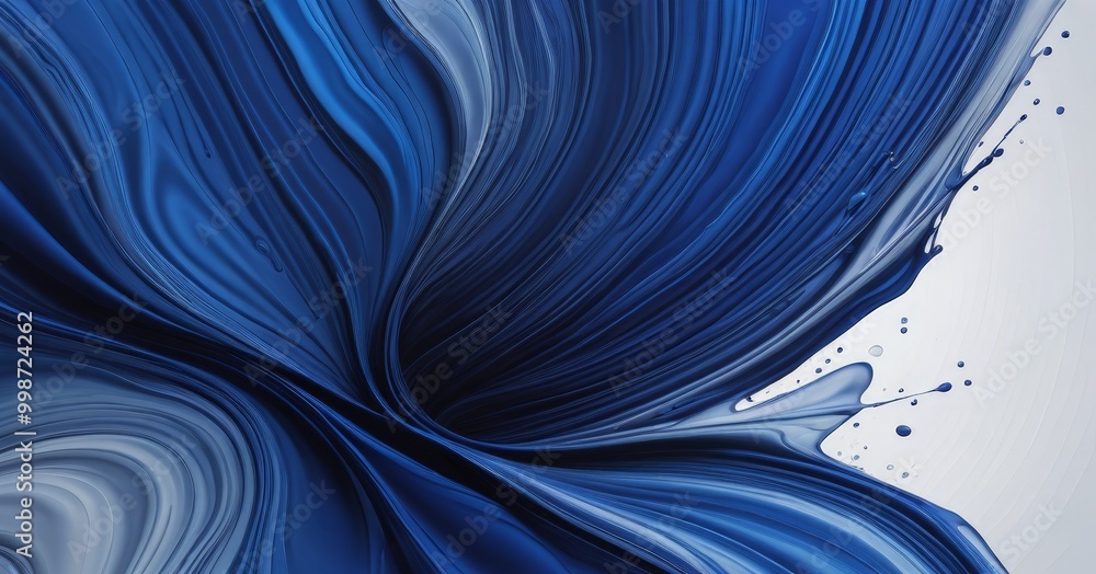 Aufkleber a striking abstract composition of blue and white fluid, with a central swirl and a splash of color 