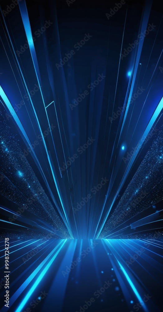 Aufkleber a futuristic, abstract scene with a dark blue background, radiating lines and glowing particles, creating a sense of depth and dimension