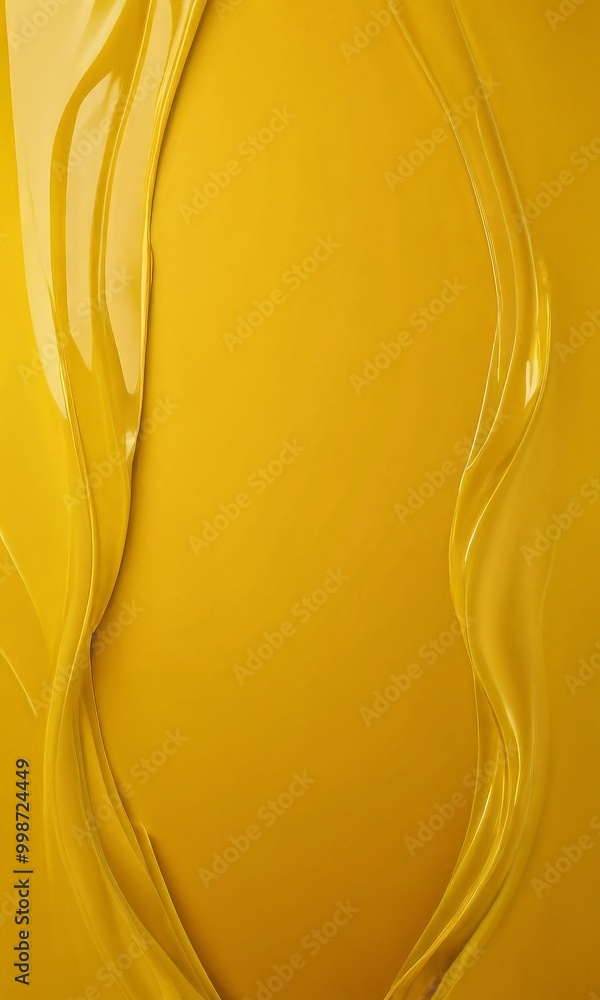 Poster a vibrant yellow background with a subtle texture, creating a sense of movement and fluidity The curved lines and edges of the add a dynamic element, while the absence