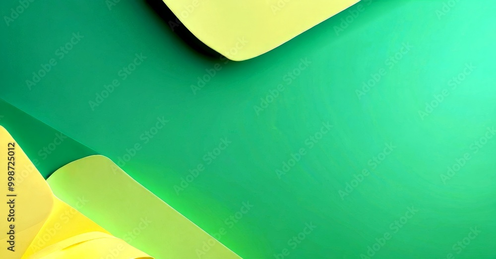 Poster a vibrant abstract composition of overlapping yellow and green shapes, creating a dynamic and visual