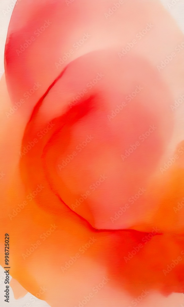 Aufkleber Abstract art with a pink and orange gradient background, featuring a curved line and a large, indistinct shape
