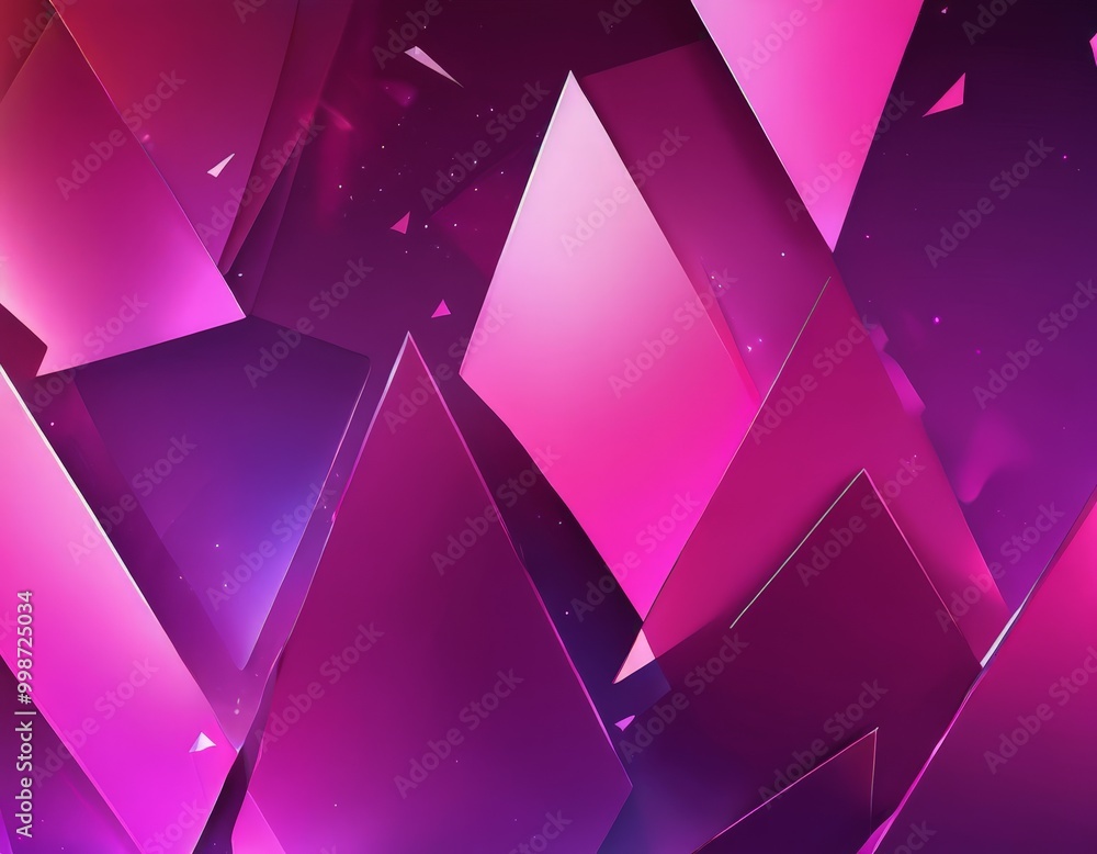 Aufkleber a vibrant abstract composition of overlapping triangular shapes in shades of pink and purple, with a