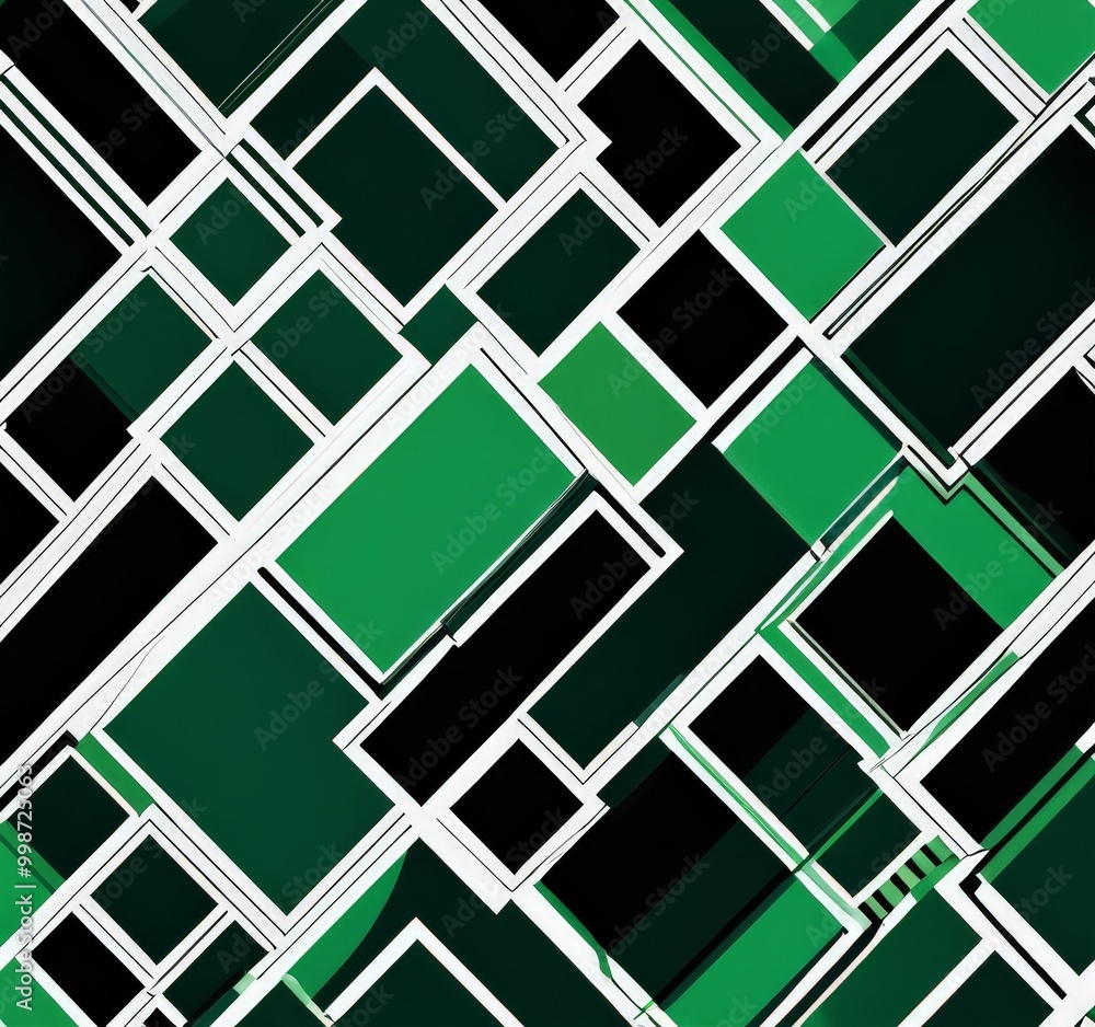 Fototapete a repeating pattern of intersecting diagonal lines, creating a geometric design with a mix of green, black, and white colors