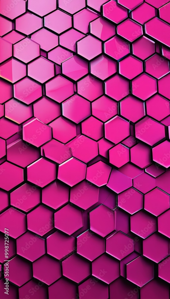Poster a repeating pattern of pink hexagonal shapes, creating a visually striking and geometric design