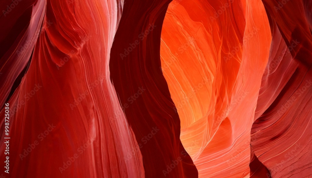 Poster The captures the intricate and vibrant patterns of Antelope Canyon, showcasing the striking red and orange hues of the rock formations