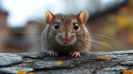 Close-Up Portrait of a Cute Rat with Big Eyes