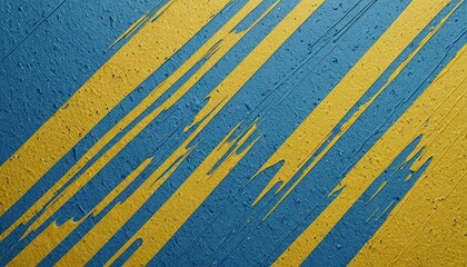 Fototapeta premium a close-up view textured surface with diagonal lines in blue and yellow, creating a dynamic and visually striking pattern