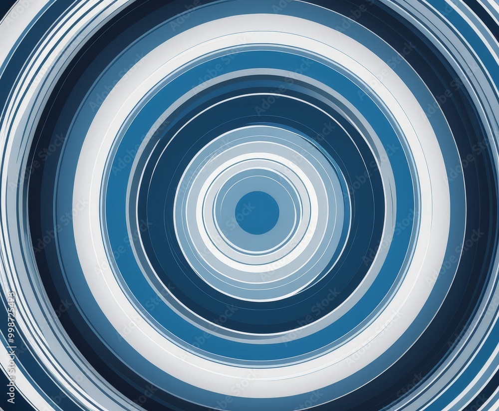 Leinwandbilder a circular pattern composed of concentric circles in varying shades of blue and white, creating a visually striking and abstract design