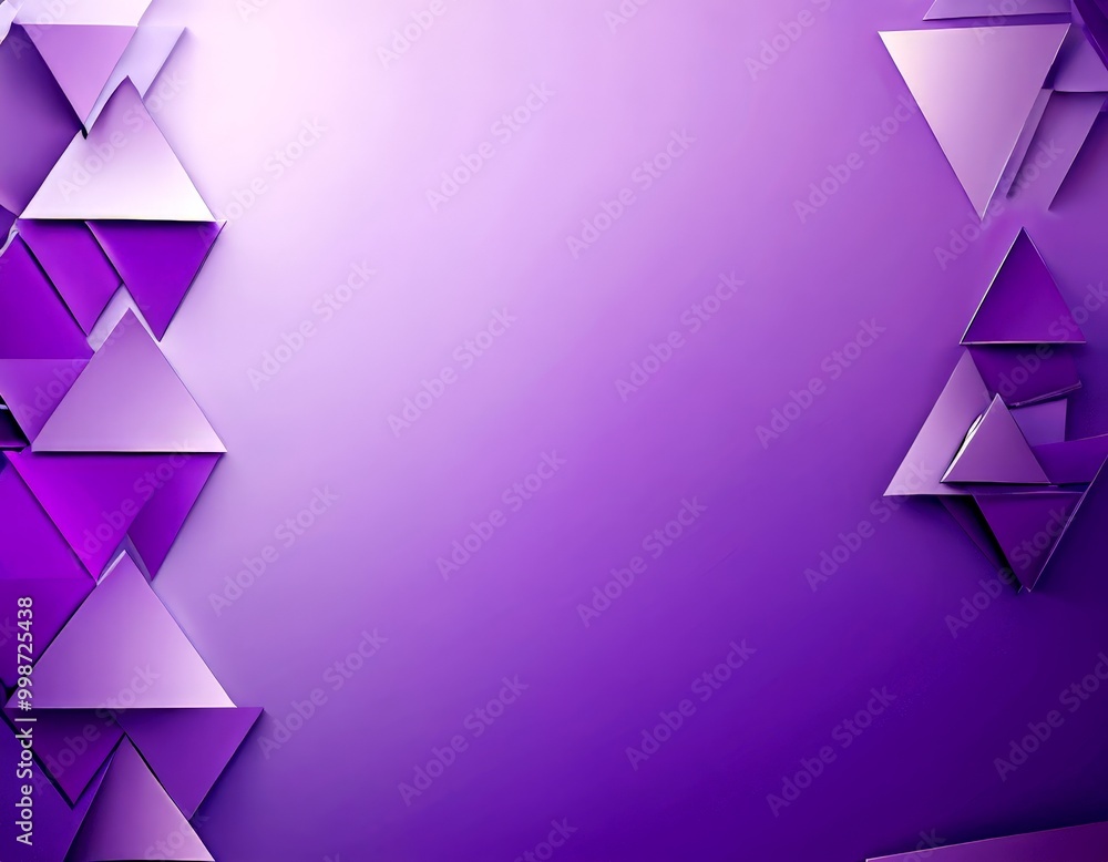 Poster a purple background with a repeating pattern of white and purple triangles arranged in a diagonal line, creating a sense of depth and movement