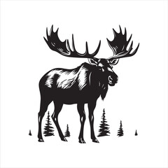 deer silhouette vector illustration, 
