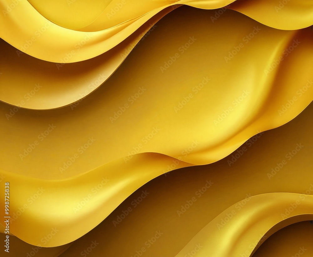 Poster a dynamic and abstract composition of golden waves and curves, creating a sense of movement and fluidity
