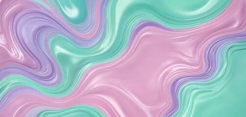 Obraz premium a vibrant abstract pattern with swirling, fluid lines in pastel shades of pink, purple, and mint green The colors are arranged in a dynamic and organic manner, creating