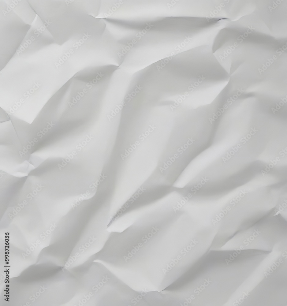 Poster a close-up view of crumpled white paper, with a textured and wrinkled appearance, conveying a sense 