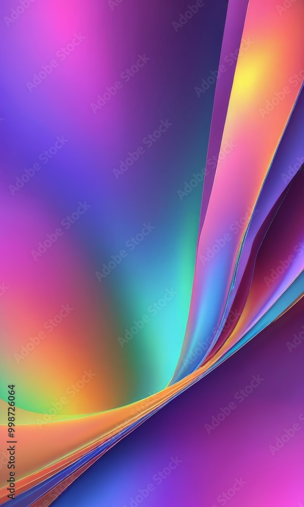 Leinwandbilder a vibrant abstract composition of overlapping curved lines in a gradient of colors, transitioning from pink to purple and then to blue, creating a dynamic and visually