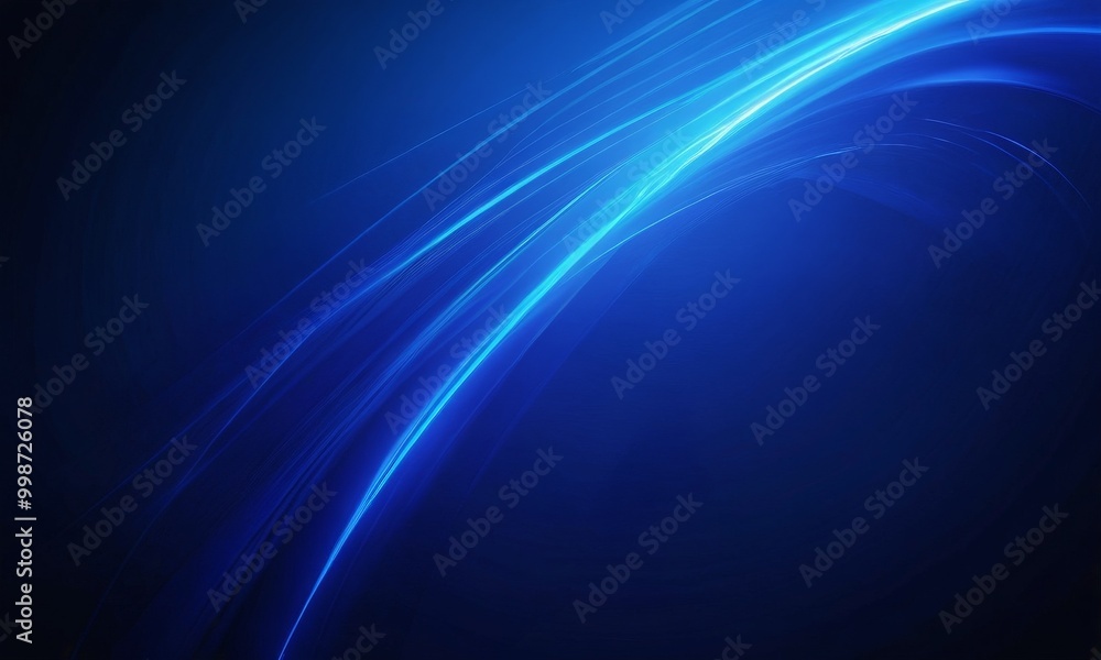 Poster a dark blue background with a curved, blue line that appears to be moving across the frame, creating