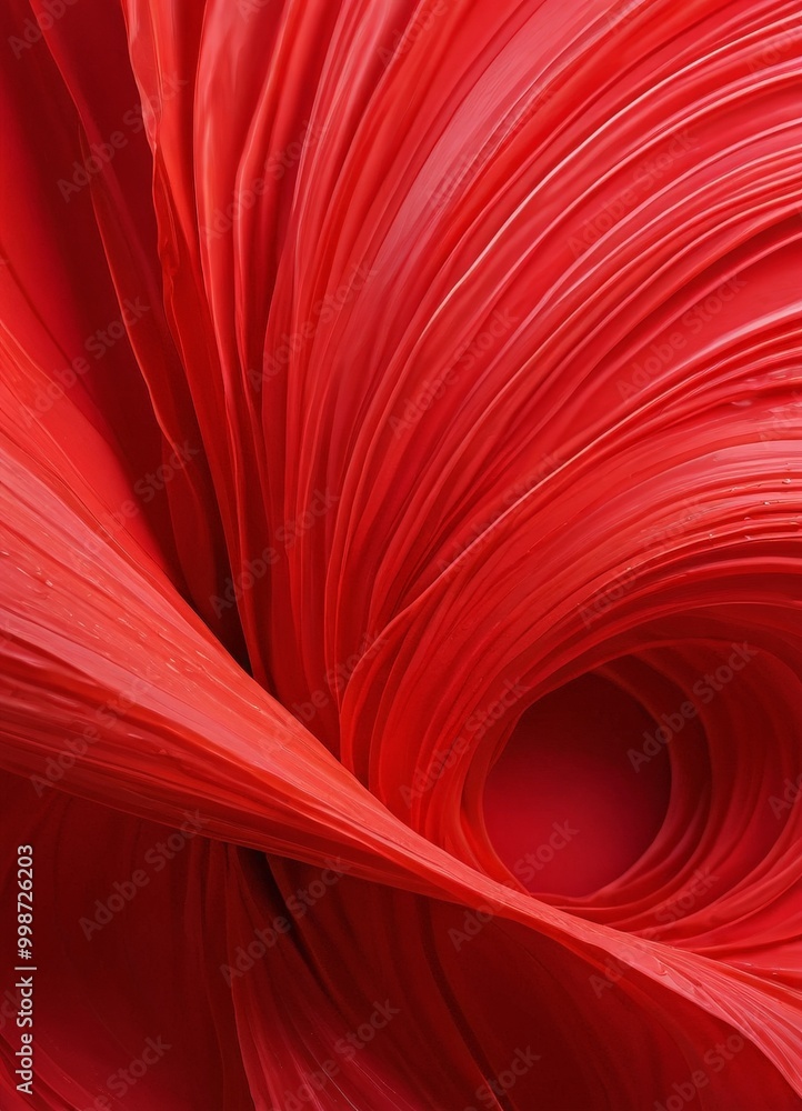 Poster a close-up view red, abstract, and organic shape, with a focus on the interplay of light and shadow, creating a dynamic and visually striking composition