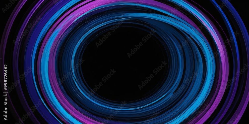Poster a circular pattern of blue and purple lines, creating a mesmerizing and abstract visual effect