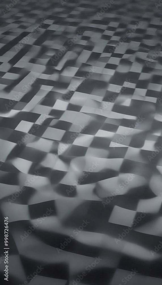 Poster a close-up view textured surface composed of numerous small square tiles arranged in a grid-like pattern The tiles vary in size and color, creating a visually striking