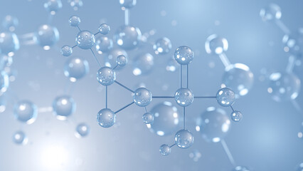 fosfomycin molecular structure 3d, antibiotic, structural chemical formula view from a microscope