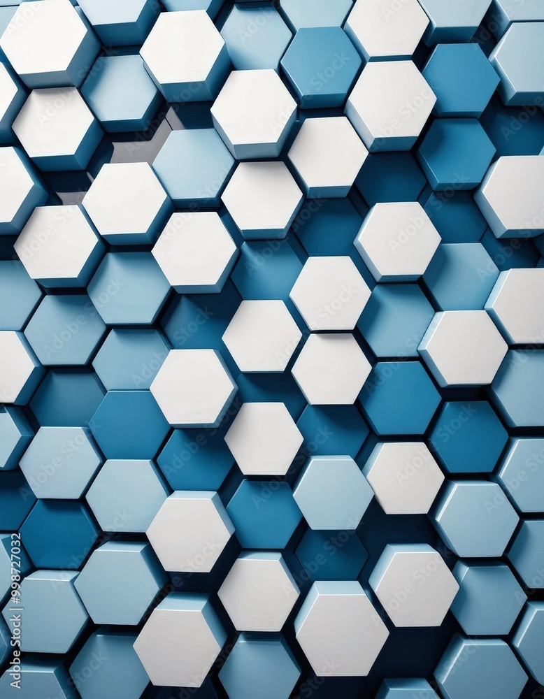 Aufkleber a repeating pattern of white hexagonal shapes against a blue background