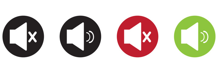 Volume on and off icon set