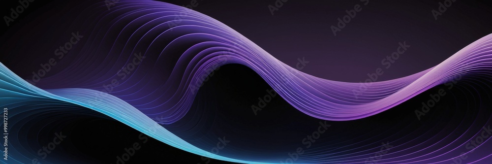 Fototapete a wave-like pattern with alternating blue and purple lines, creating a sense of movement and fluidity The background is a deep purple color, providing a stark contrast to