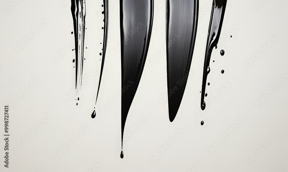 Poster abstract black and white featuring dripping paint or ink on a plain background