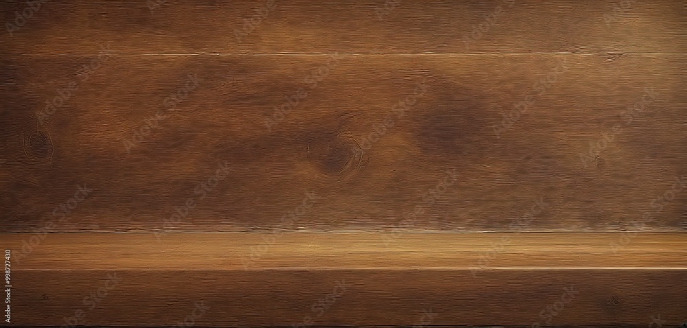 Poster a close-up wooden surface with a shelf in the foreground, showcasing the natural grain and texture o