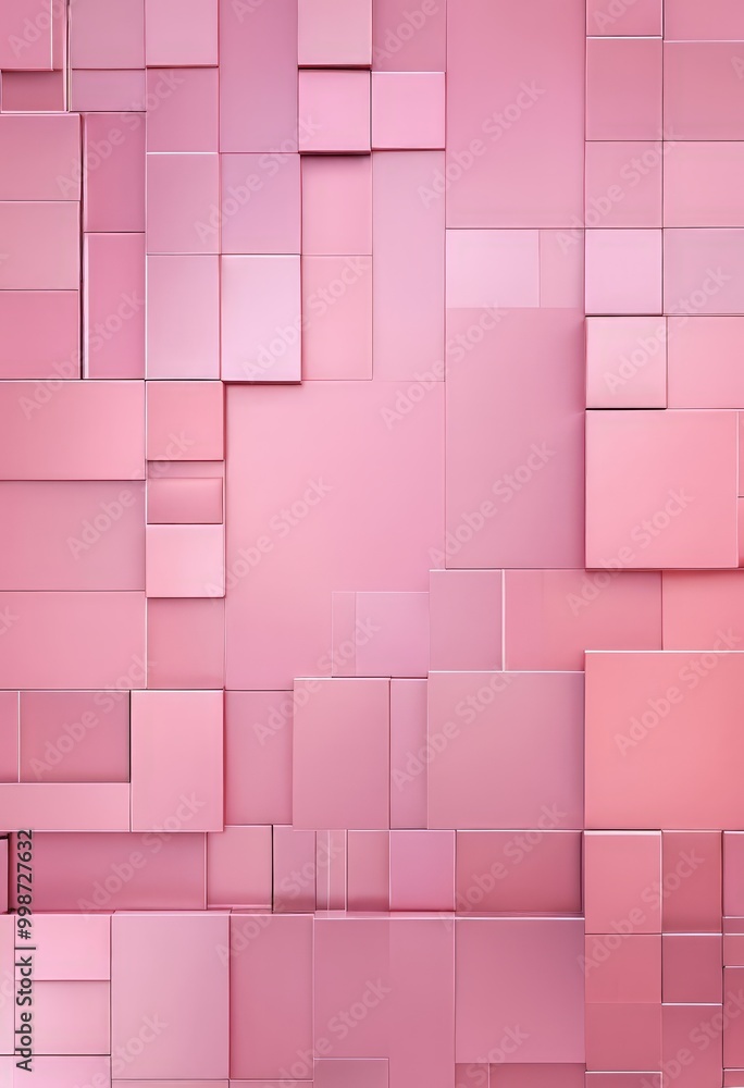Aufkleber a pink geometric pattern composed of numerous square blocks arranged in a grid-like fashion The blocks vary in size and color, creating a