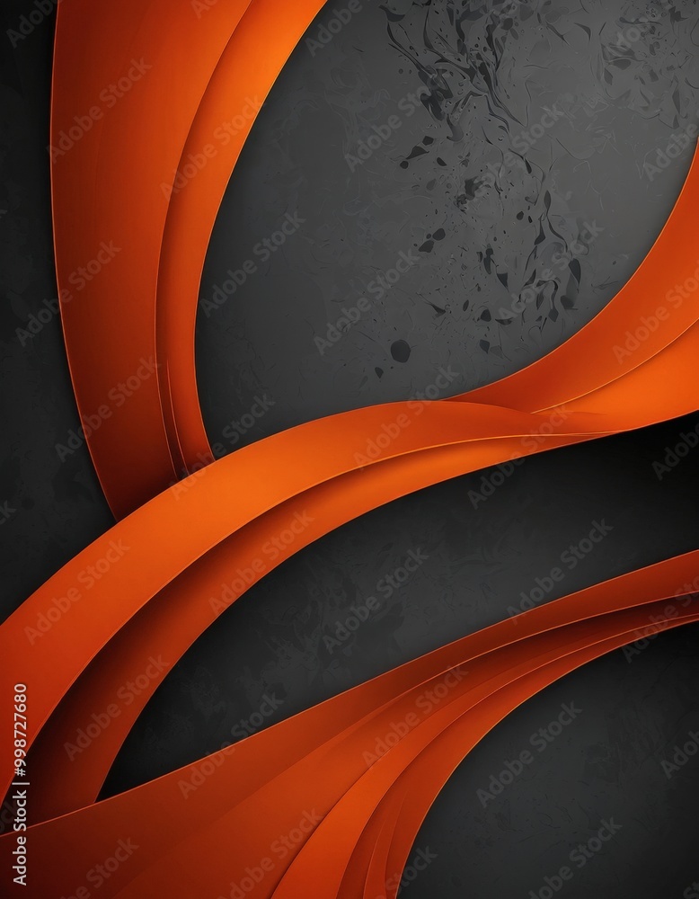 Poster a striking abstract composition of orange and black curved lines, creating a dynamic and visually ca
