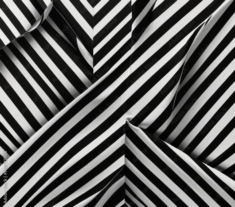 Poster a close-up fabric with a repeating pattern of diagonal black and white stripes