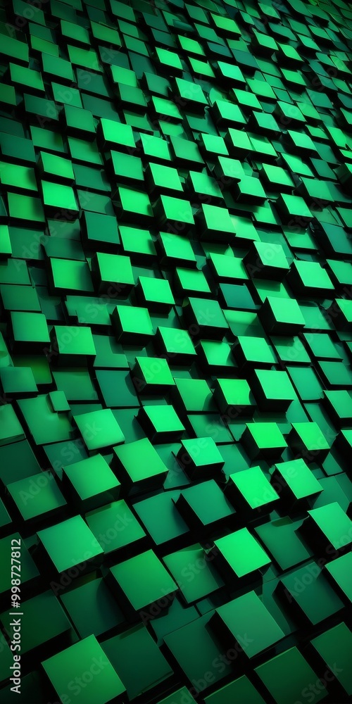 Poster a repeating pattern of green cubes, creating a visually striking and geometric design