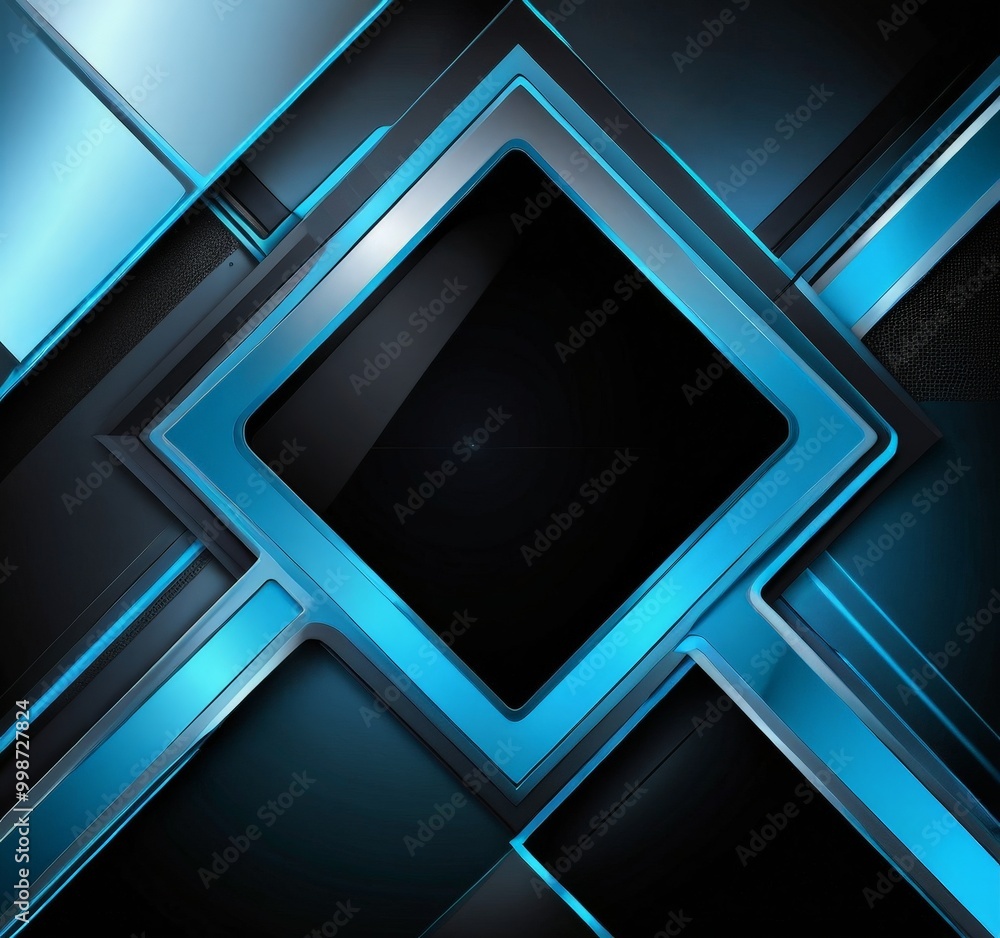 Aufkleber a striking abstract composition of intersecting lines and shapes in shades of blue and black, creati