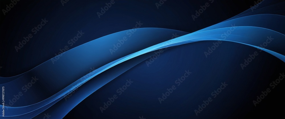 Poster a dark blue abstract background with a wave-like pattern of curved lines, creating a sense of movement and fluidity