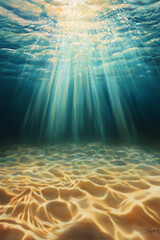 Serene Sunlight Beneath Blue Water Surface