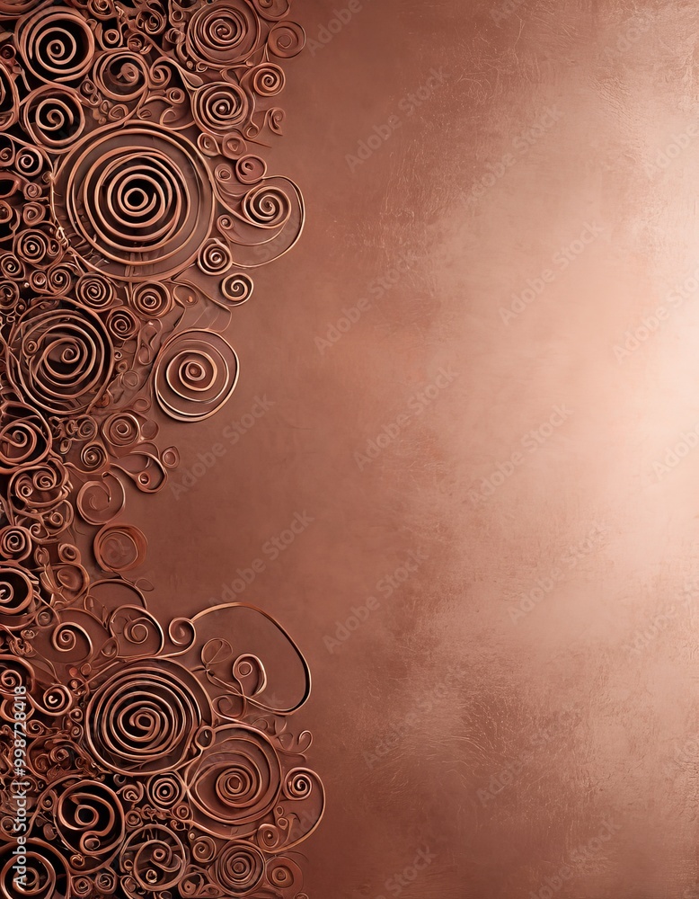 Poster a textured background with a repeating pattern of spiral shapes in shades of brown, creating a warm 