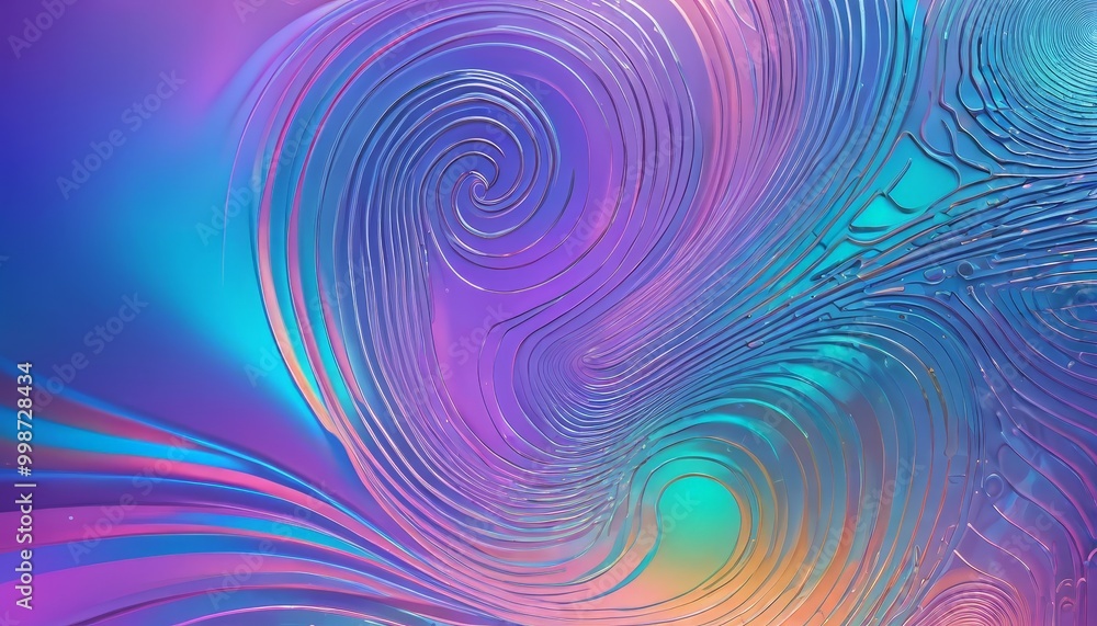 Poster a vibrant abstract pattern with swirling lines and curves in shades of blue, purple, and pink, creating a mesmerizing and dynamic visual effect
