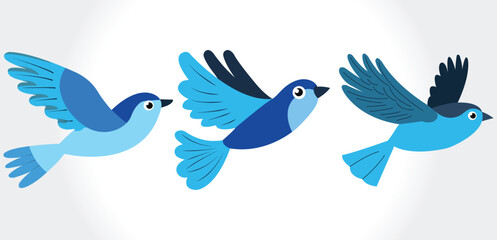 Blue Birds Flying Vector Clipart | Cute Bird Illustrations | Minimalist Animal Design for Nature Themes | Colorful Blue Birds Vector Art | Flying Birds Clipart | Nature and Wildlife Illustration
