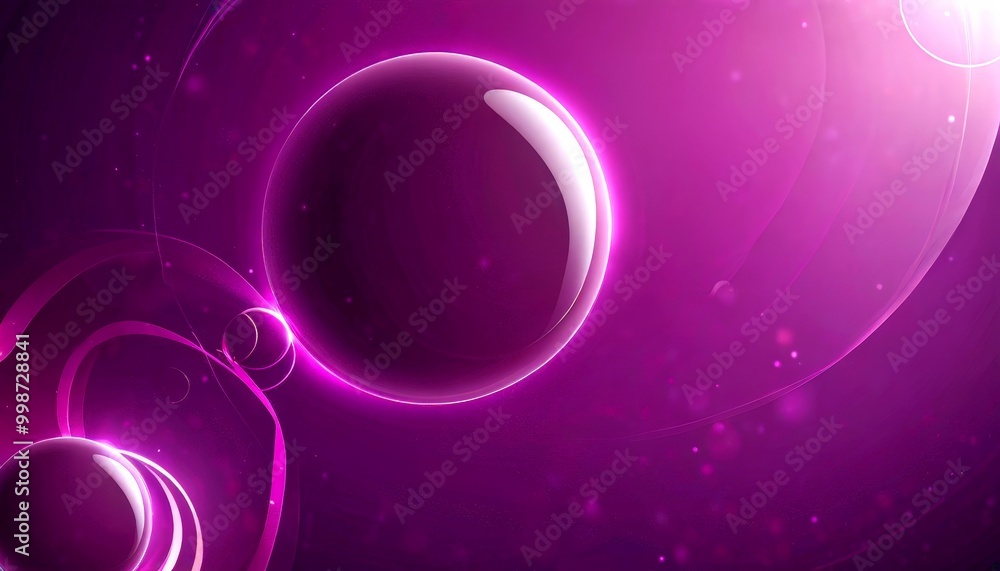 Fototapete a purple sphere with a reflective surface, surrounded by a circular pattern of pink and purple lines and dots, creating a dynamic and abstract visual effect
