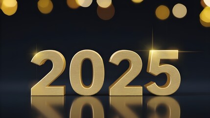 Gold 2025 New Year Celebration  Holiday Decoration  Festive Background