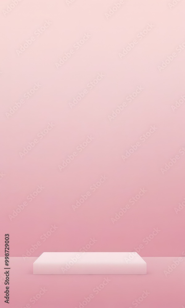 Aufkleber a white podium stands alone against a gradient pink backdrop, creating a minimalist and serene visua