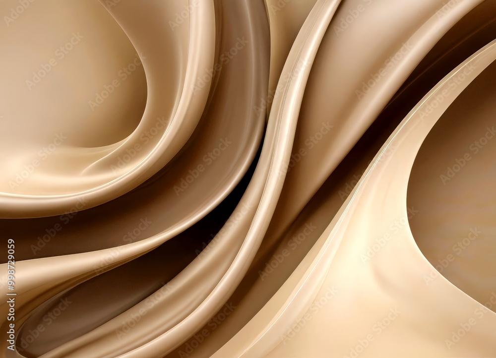 Poster a close-up view flowing, abstract fabric with a beige and brown color palette the fabric exhibits a 