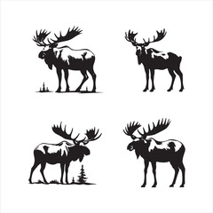 deer silhouette vector illustration, 