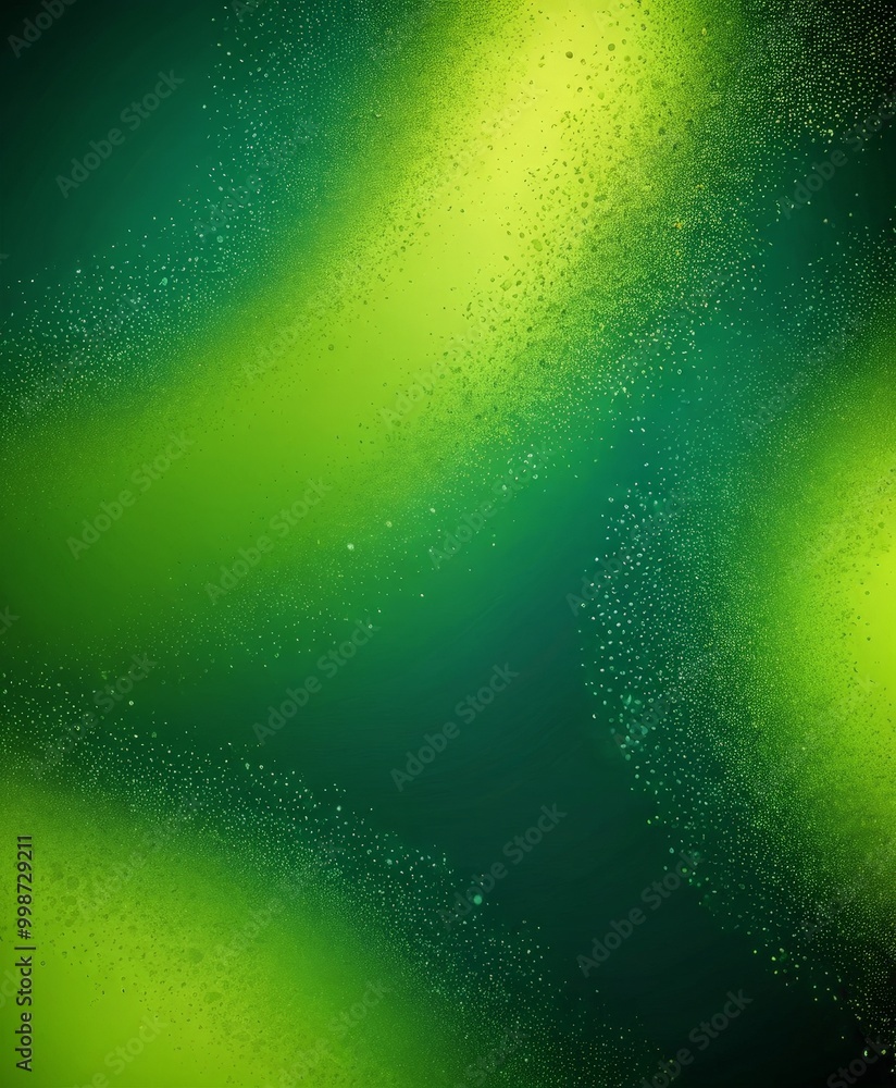Poster a vibrant abstract background with a gradient of green and yellow hues, dotted with small white spec